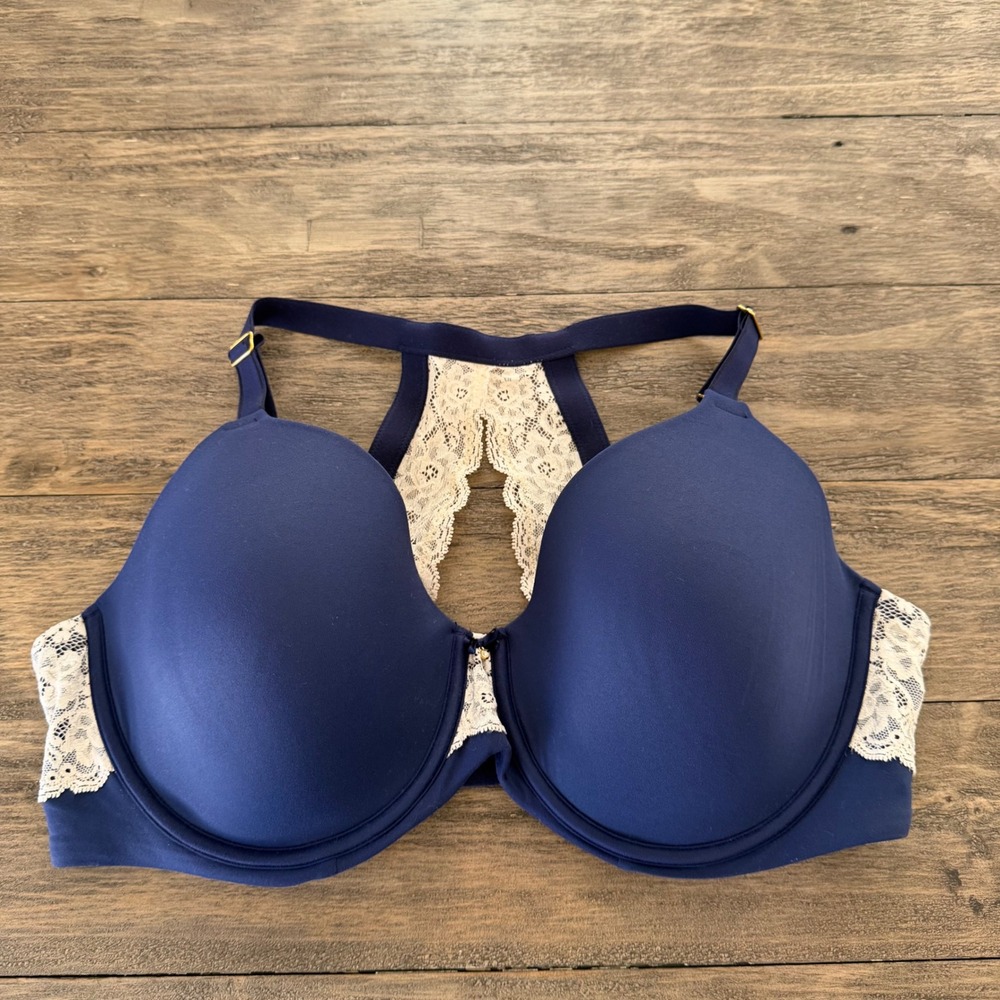 Soma Embraceable Full Coverage Lace Racerback Bra‎ Navy Blue 40DD 021803